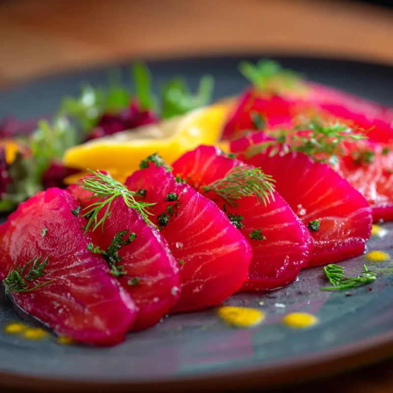 Филе лосося маринованное в свекле по рецепту Гордона Рамзи