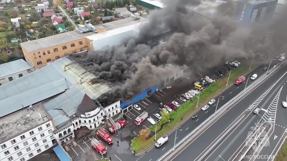 Кадры пожара в Пушкино показывает МЧС