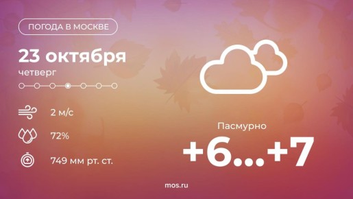 Доброе утро! Сегодня в Москве будет пасмурно