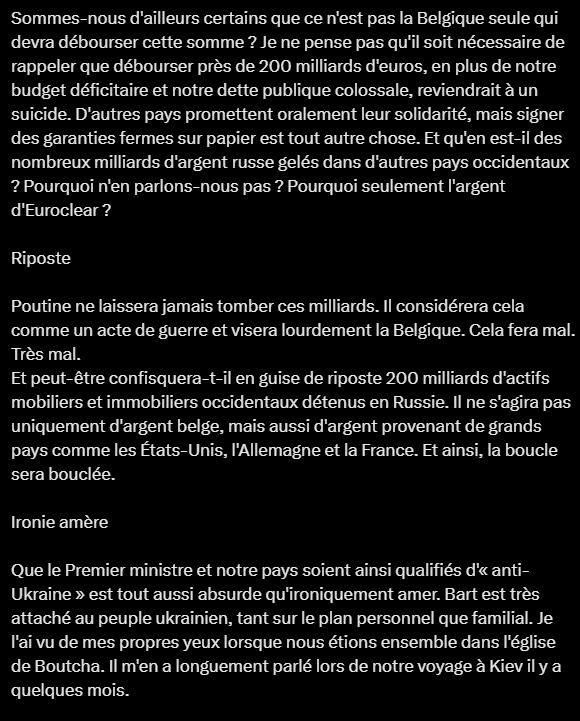 Министр обороны и внешней торговли Бельгии резко выступил против передачи замороженных российских активов Украине Министр обороны и внешней торговли Бельгии резко выступил против передачи замороженных российских активов Украине