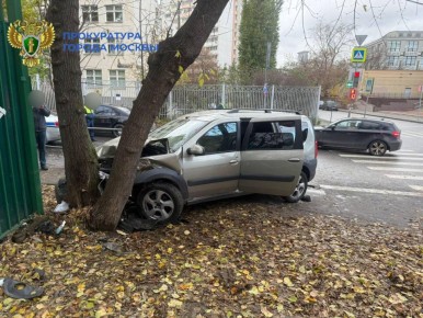 За руль без прав: в Москве 15-летний подросток на Lada Largus перепутал педали и устроил аварию, врезавшись в дерево