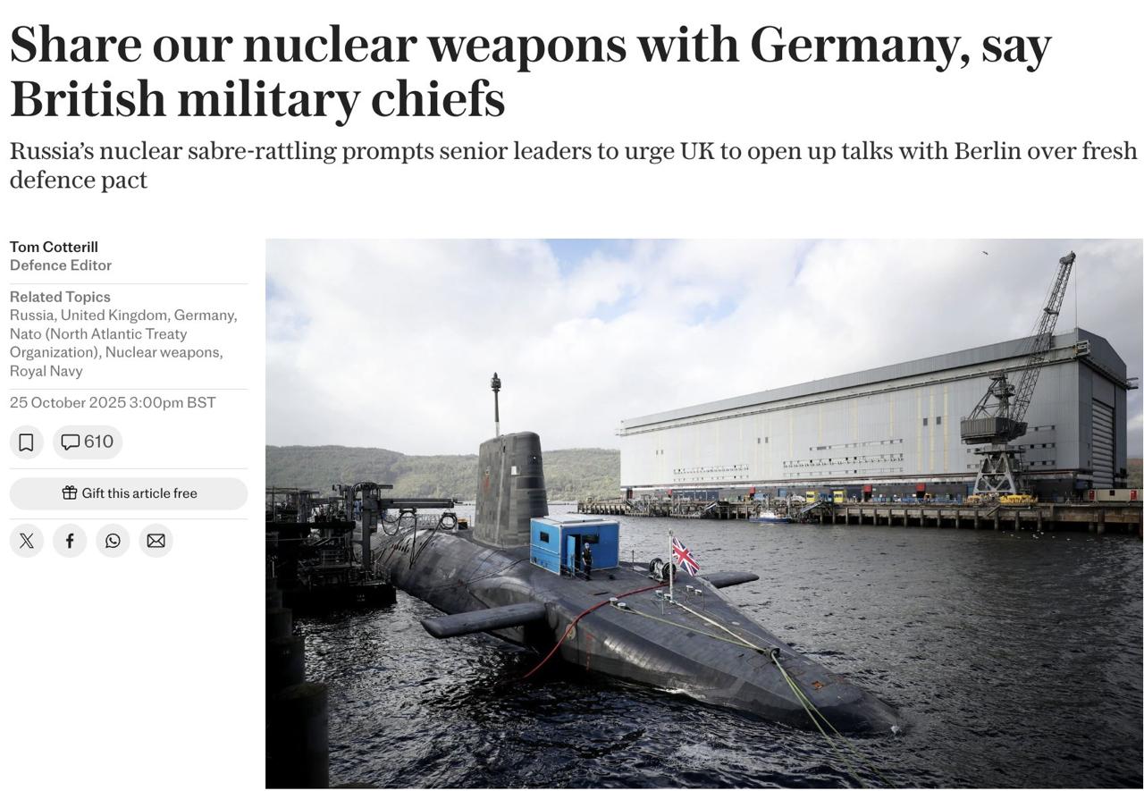 Британия хочет доверить Германии ядерное оружие — Telegraph