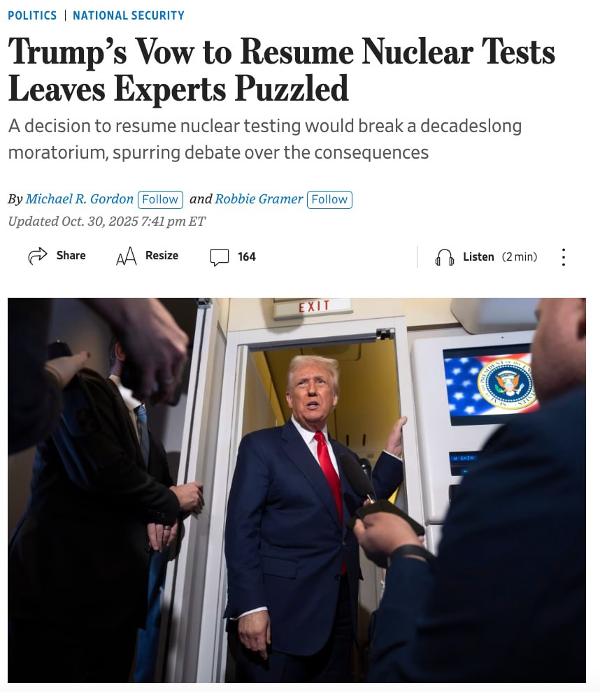 Заявление Трампа о ядерных испытаниях озадачило экспертов США