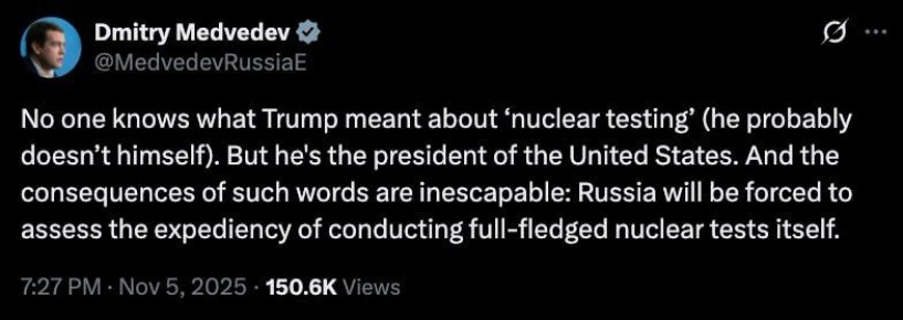 Действия США вынудили Россию рассмотреть вопрос о ядерных испытаниях