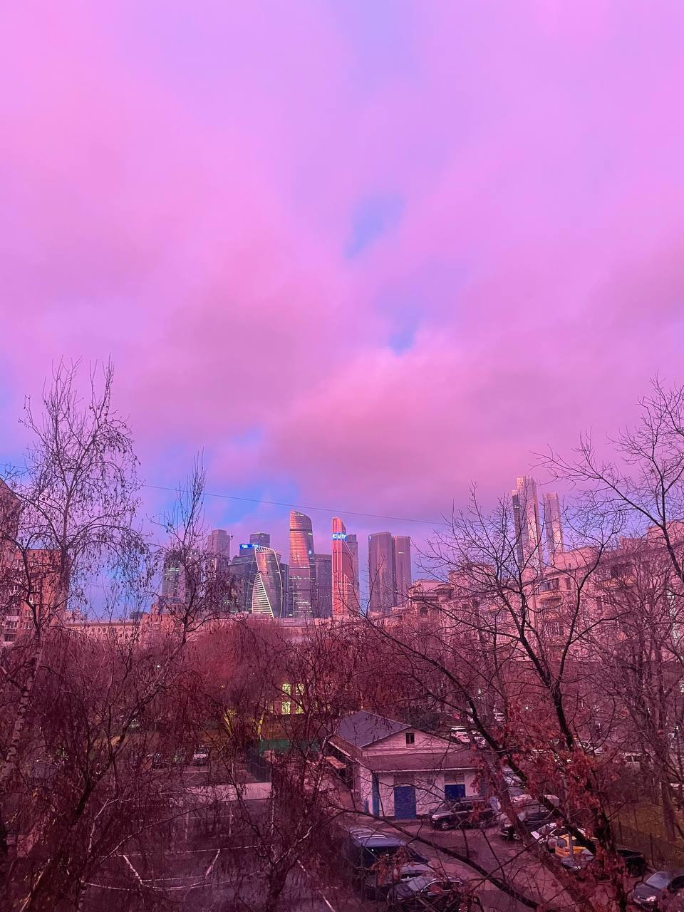 Высокая влажность воздуха при восходе солнца стала причиной фиолетового неба над Москвой этим утром: Высокая влажность воздуха при восходе солнца стала причиной фиолетового неба над Москвой этим утром: