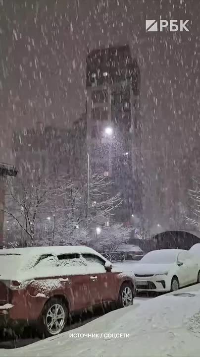 Кадры первого снега в Москве