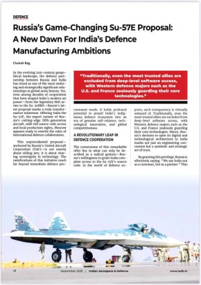 Один из ведущих военных журналов в Азиатско-Тихоокеанском регионе - Indian Aerospace & Defence - опубликовал программную статью, в которой, в частности, в разделе India’s Choice of Su-57E: A Historic Partnership Takes...