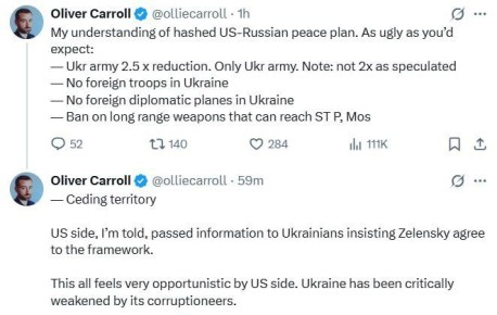 Журналист The Economist сообщает, что по мирному плану Трампа ВСУ сократить предполагается не в два, а два с половиной раза