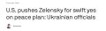 Axios: Президент Украины Зеленский сталкивается с растущим давлением со стороны США, требующим принять крупные территориальные потери и другие уступки в мирном плане президента Трампа , сообщили два украинских чиновника