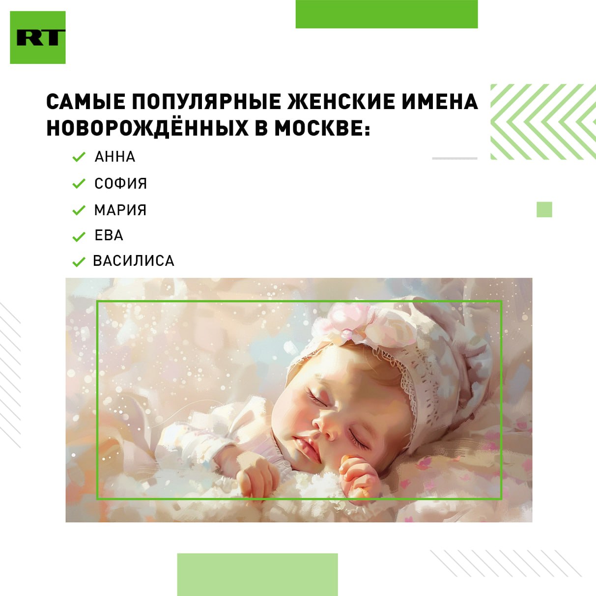 Новорождённых мальчиков в Москве в этом году чаще всего называли именем Михаил, а девочек — Анна