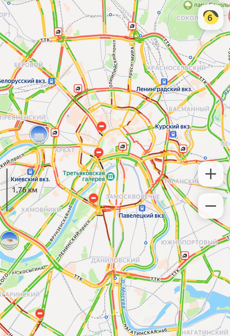 На дорогах в Москве 6 баллов!