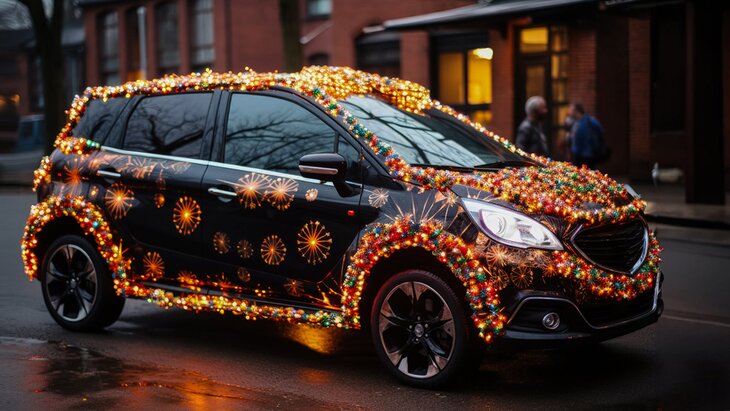 Новогодние украшения на авто могут стоить прав!
