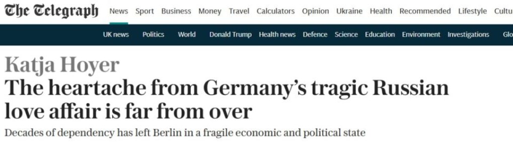 The Daily Telegraph: Разрыв с Россией подорвал экономику Германии