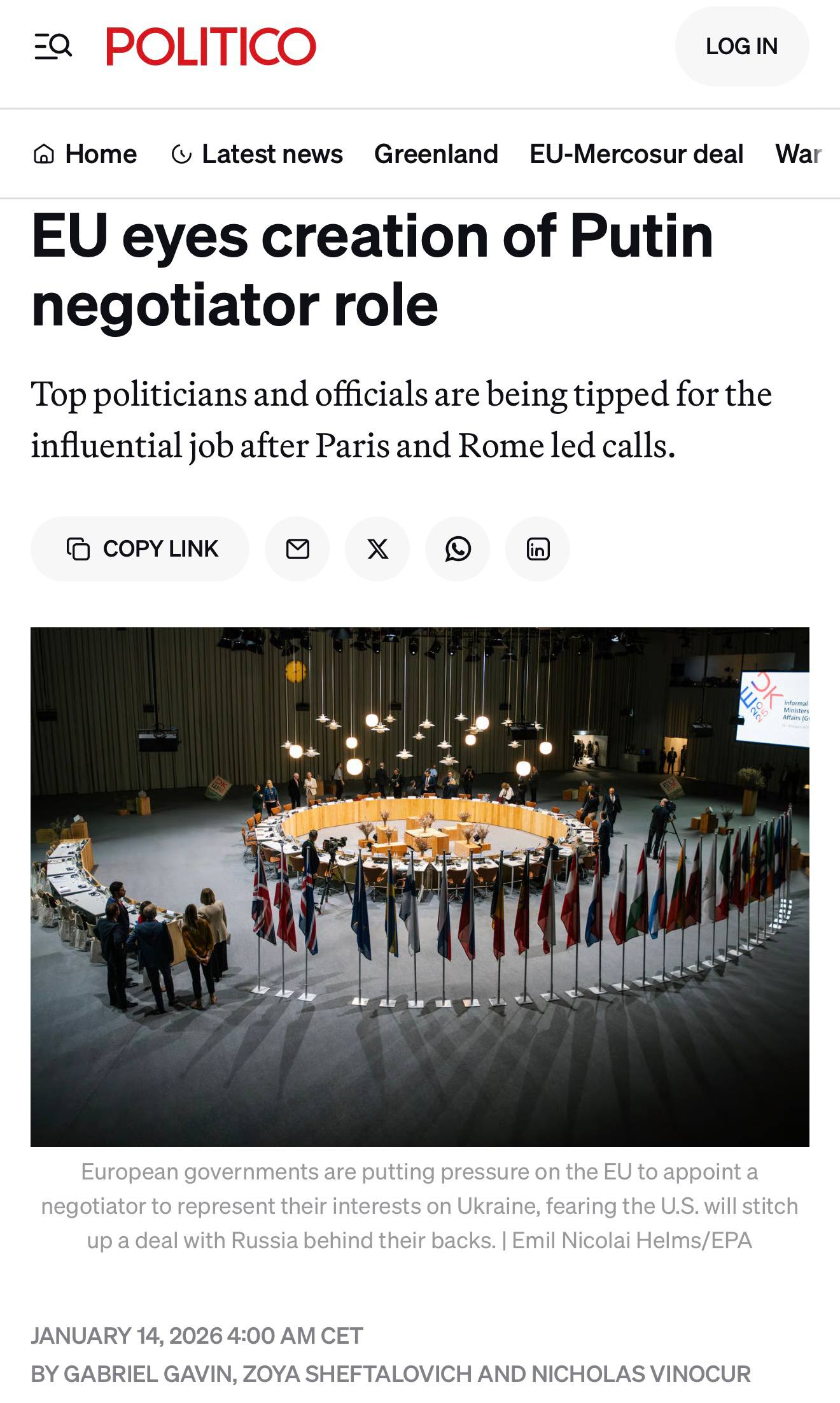 Евгений Попов: ЕС ищет кандидата на роль переговорщика с Россией по украинскому конфликту — Politico