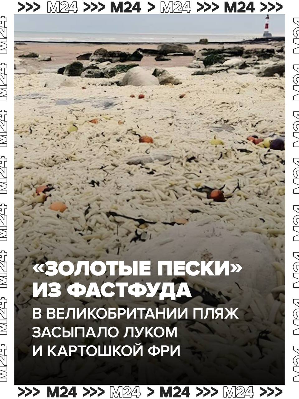 «Золотые пески» из лука и картошки фри обнаружены на пляже в Великобритании