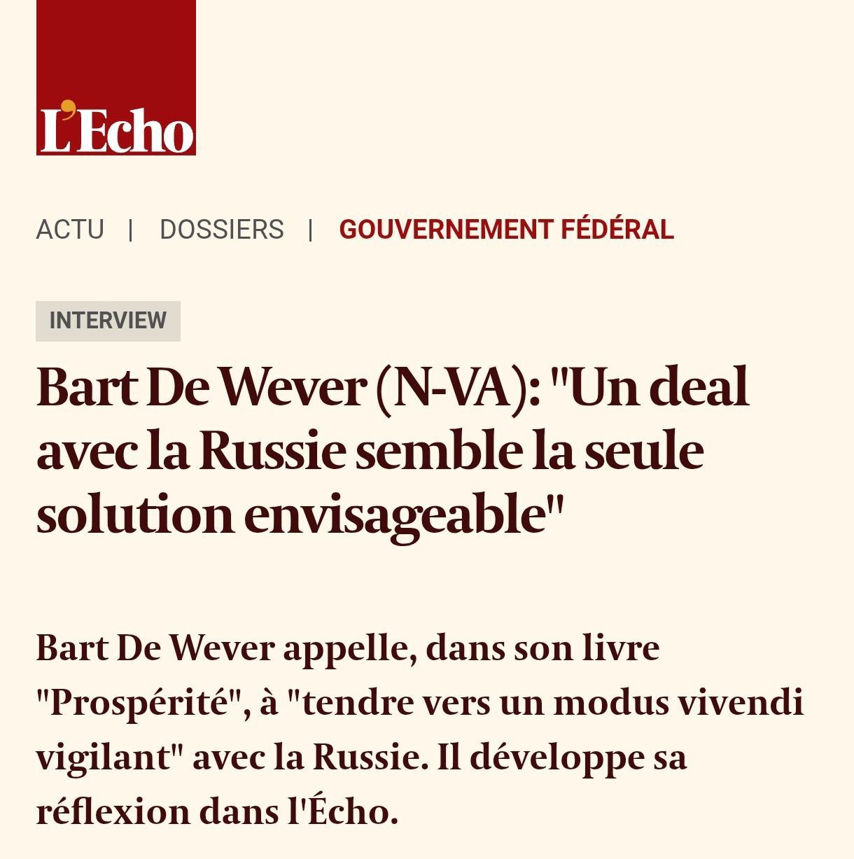 Опаньки! Премьер Бельгии призвал ЕС начать переговоры с Россией о завершении конфликта на Украине