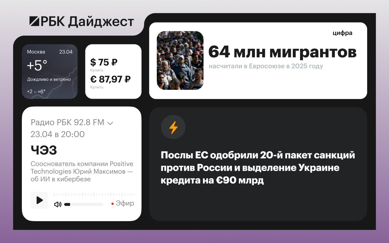 Главные новости к вечеру 22 апреля