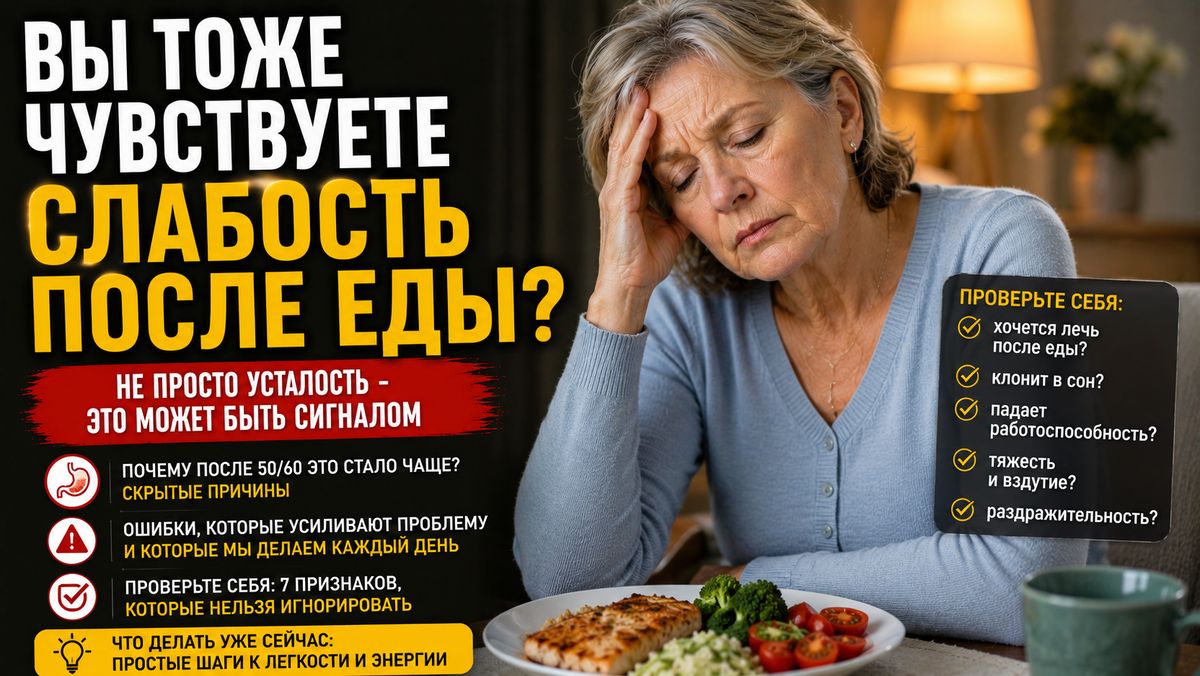 Слабость после еды за 50: естественное явление или тревожный симптом?