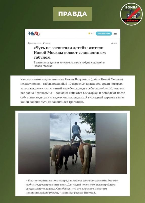 Фейк: Из-за дефицита топлива москвичи пересели на лошадей Фейк: Из-за дефицита топлива москвичи пересели на лошадей