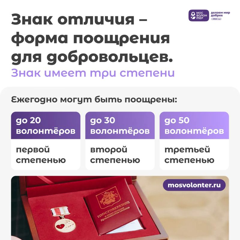 Продолжается приём заявок на получение знака отличия «Волонтер Москвы» Продолжается приём заявок на получение знака отличия «Волонтер Москвы»
