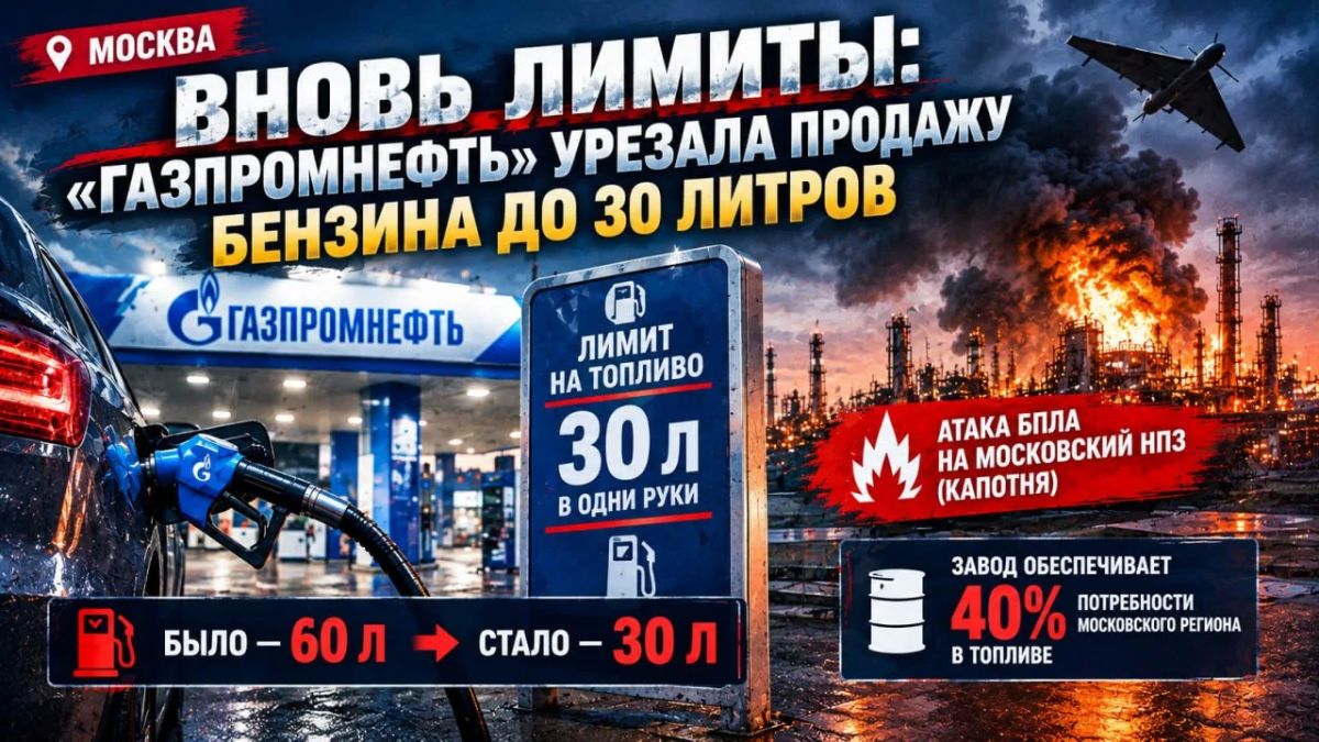 Вновь лимиты: в Москве «Газпромнефть» урезала продажу бензина до 30 литров