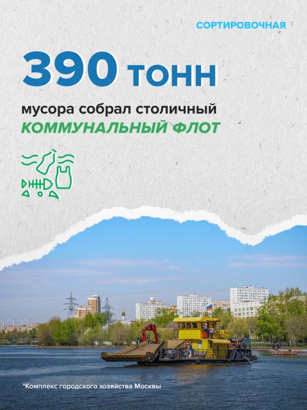 Во время летней навигации столичный коммунальный флот собрал мусор в Москве-реке и Яузе