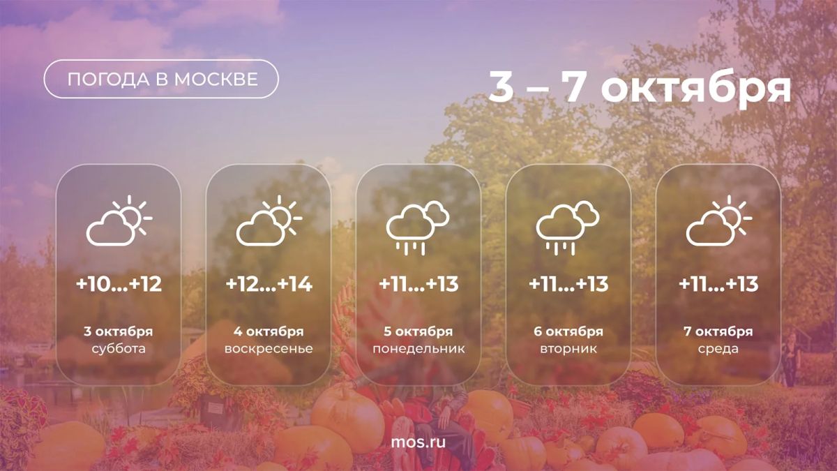 В Москве с 3 по 7 октября ожидается теплая осенняя погода