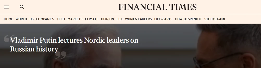 Норвегия попросили Financial Times исправить статью о разговоре Стере и Стубба с Путиным