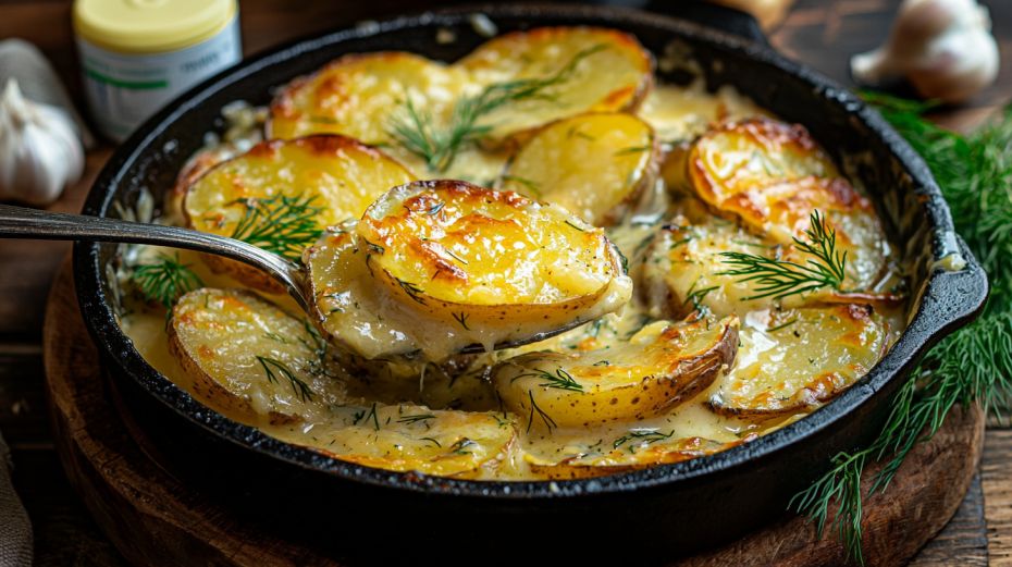 Картофель по-деревенски с нежной сливочной заливкой